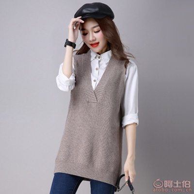 【春季款修身款無袖針織毛衣純色街頭V領(lǐng)馬甲背心女外穿上衣批發(fā)10-331】嘉興市秀洲區(qū)洪合韓媚服裝經(jīng)營部 - 產(chǎn)品庫