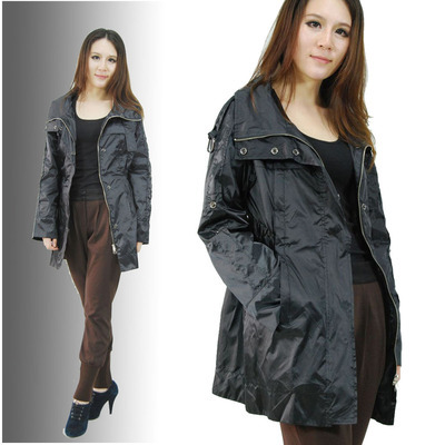 【【廠家批發 品質上乘】小額服裝批發黑色光澤好長風衣ZB006-2】價格,廠家,圖片,女式風衣、大衣,季玉榮(個體經營)-